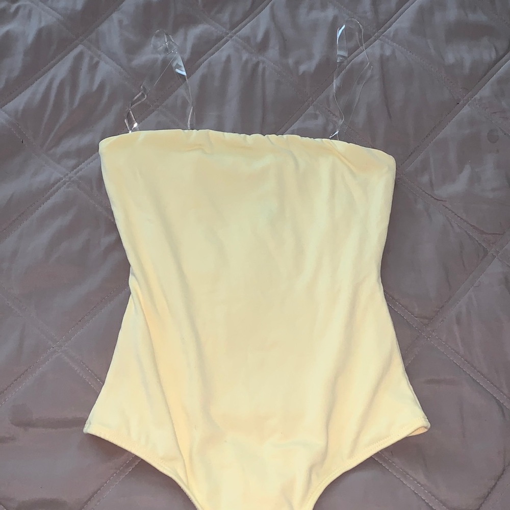 Clear Strap Yellow Bodysuit